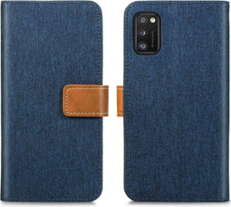 iMoshion Hoesje Geschikt voor Samsung Galaxy A41 Hoesje Met Pasjeshouder - iMoshion Luxe Canvas Bookcase - Donkerblauw