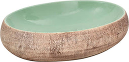 vidaXL - Opzetwasbak - ovaal - 59x40x15 - cm - keramiek - groen - en - bruin