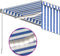 vidaXL - Luifel - automatisch - rolgordijn - LED - windsensor - 4x3 - m - blauw - en - wit