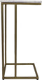 Bijzettafel Read - 32x32x65 cm - Wit/goud - Wit marmer/ijzer