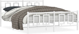 vidaXL - Bedframe - met - hoofd- - en - voeteneinde - metaal - wit - 160x200 - cm