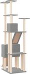 vidaXL - Kattenmeubel - met - sisal - krabpalen - 190 - cm - lichtgrijs