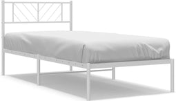 vidaXL - Bedframe - met - hoofdbord - metaal - wit - 90x200 - cm