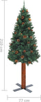 vidaXL - Kerstboom - met - echt - hout - en - dennenappels - smal - 210 - cm - PVC - groen