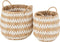 J-Line set van 2 manden Lys Rond - jute - wit