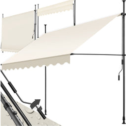 tectake® Klemluifel - Balkonluifel met handslinger - UV-bestendig - Waterafstotend - Breedte 250 cm - Beige