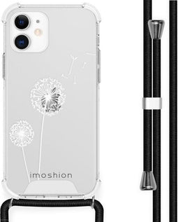 iMoshion Hoesje Geschikt voor iPhone 12 Mini Hoesje Met Koord - iMoshion Design Hoesje met Koord - Wit / Transparant / Dandelion