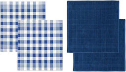 //DDDDD Combiset 2 theedoeken & 2 keukendoeken block blue