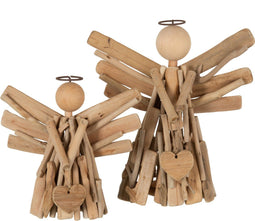 J-Line figuur Engel + Hart Takken - hout - naturel - large