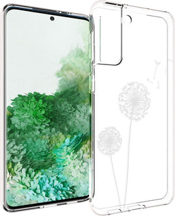 iMoshion Hoesje Geschikt voor Samsung Galaxy S21 Plus Hoesje Siliconen - iMoshion Design hoesje - Wit / Transparant / Dandelion