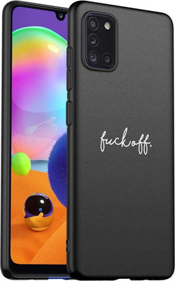 iMoshion Hoesje Geschikt voor Samsung Galaxy A31 Hoesje Siliconen - iMoshion Design hoesje - Zwart / Fuck Off