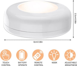 Puck Lights met afstandsbediening 6-pack draadloze LED-kastverlichting Onder kastverlichting Batterij-aangedreven onder toonbankverlichting Dimbare nachtverlichting Stick On Light (warm wit)
