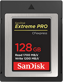 SanDisk Extreme Pro - CFexpress Card Type B - 128GB - 1700MB/s lezen 1200MB/s schrijven