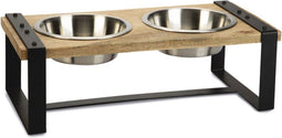 Designed by Lotte Karinto - Dinerset Hond - Hout/metaal - incl. 2 RVS bakjes - 56x28x18 cm