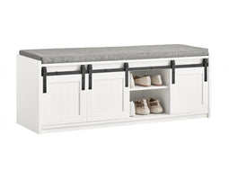 SoBuy FSR133-W - Schoenenbank - Opbergbank met 3 schuifdeuren en kussen - Wit 120x35x45 cm