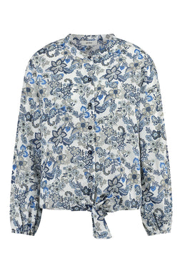 gardeur gebloemde dames blouse blauw | maat L