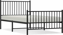 vidaXL - Bedframe - met - hoofd- - en - voeteneinde - metaal - zwart - 100x190 - cm