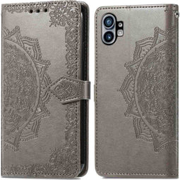 iMoshion Hoesje Geschikt voor Nothing Phone (1) Hoesje Met Pasjeshouder - iMoshion Mandala Bookcase - Grijs
