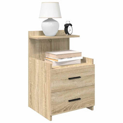 Nachtkastje met 2 lades 40x36,5x62 cm sonoma eikenkleurig