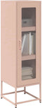 vidaXL - Hoge - kast - 36x39x123 - cm - koudgewalst - staal - roze