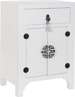 Nachtkastje DKD Home Decor Spar Zilverkleurig Wit Hout MDF 45 x 34 x 66 cm