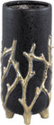 PTMD Quin Black Ceramic Pot Gold Branches Base High M