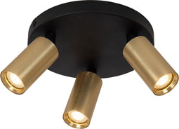 Lucide RITMO - Plafondspot - Ø 18 cm - 3xGU10 - Mat Goud / Messing