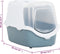 vidaXL - Kattenbak - met - deksel - 56x40x40 - cm - polypropeen - wit - en - blauw