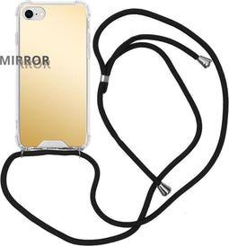 iMoshion Hoesje Geschikt voor iPhone SE (2022) / SE (2020) / 8 / 7 Hoesje Met Koord - iMoshion Mirror Backcover - goud