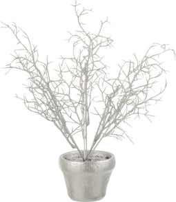 J-Line Boompje In Pot Glitter - kunststof - zilver