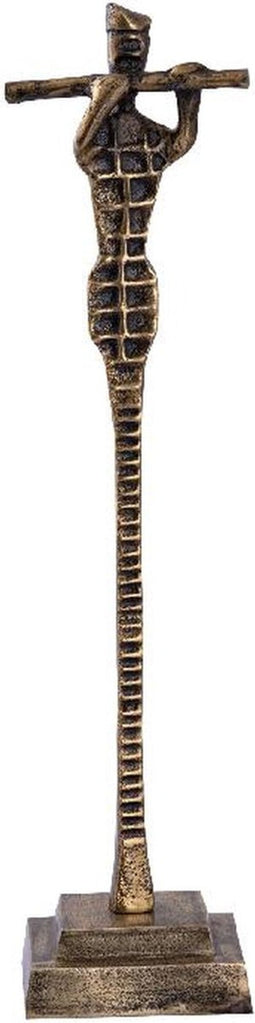 PTMD Deco Muzikant Fluit Jadis - 12x12x53 cm - Aluminium - Messing