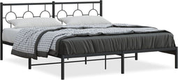 vidaXL - Bedframe - met - hoofdbord - metaal - zwart - 180x200 - cm