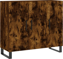 vidaXL - Dressoir - 90x34x80 - cm - bewerkt - hout - gerookt - eikenkleurig
