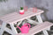 SenS-Line - Kindertafel Minnie Roze/Wit - Picknicktafel Voor buiten - L 90 x B 90 x H 55 cm - FSC 100 % Grenenhout