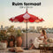 Mica Decorations Kim Gestreepte Parasol met Draagtas - Stokparasol 238 x 235 cm - Tuin of Balkonparasol - Polyester, Staal - Rood