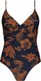 Barts Florence Shaping One Piece - Dames Badpak - Bloemenprint - Blauw - Maat 42
