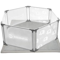 BabybeFun Opvouwbare Babybox 150x180 cm – Grijs – Stabiele en Flexibele Box voor Baby’s en Peuters –