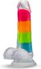 Elite glow in the dark - Rainbow Rave 6,5 inch siliconen dildo met dubbele dichtheid veelkleurig