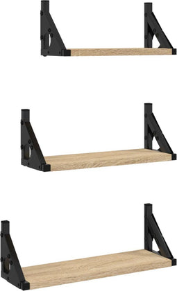vidaXL - 3-delige - Wandschappenset - bewerkt - hout - sonoma - eikenkleurig