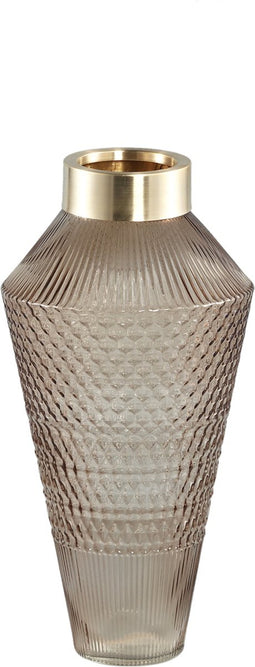 PTMD Siv Ronde Vaas - H31 x Ø16 cm - Glas - Bruin