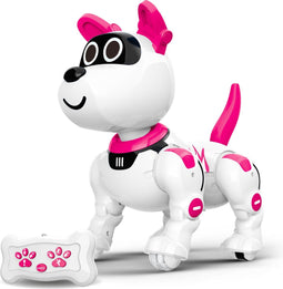 Gear2Play Robo Luna - Interactieve robothond - LED ogen - Dansen en stunts uitvoeren - Wit/roze