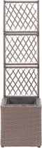 vidaXL - Latwerkplantenbak - verhoogd - met - 1 - pot - 30x30x107 - cm - rattan - bruin