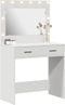 vidaXL - Kaptafel - met - LED - Verlichting - - - Wit, - 78,5 - x - 41 - x - 135 - cm