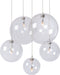 Atmooz - Hanglamp Camau 5 - G4 - Industrieel - Woonkamer / Slaapkamer / Eetkamer - Plafondlamp - Wit - Hoogte 140cm - Metaal en glas - Exclusief Lichtbron