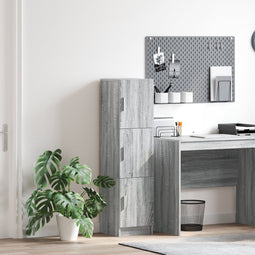 vidaXL - Hoge - kast - Grijs - Sonoma - 31,5x32x124 - cm - Geengineerd - hout