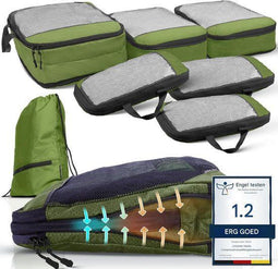 LOONARA Reis Inpak Cubes - Compressie Set - 7 stuks - Groen