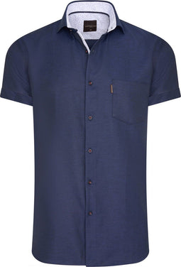 Cappuccino Italia - Short Sleeve Blouse - Katoen 100% - Blauw - Maat 3XL