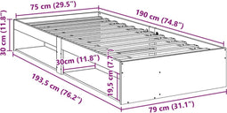 vidaXL - Bedbank - zonder - matras - wasbruin - 75x190 - cm - massief - grenenhout