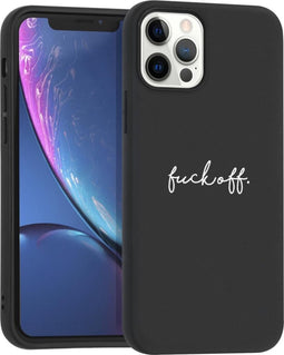 iMoshion Hoesje Geschikt voor iPhone 12 Pro / 12 Hoesje Siliconen - iMoshion Design hoesje - Zwart / Fuck Off