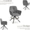 tectake® Draaifauteuil Lenia - Draaibare Eetkamerstoel - Fluweellook Antraciet/Zwart (2 stuks)